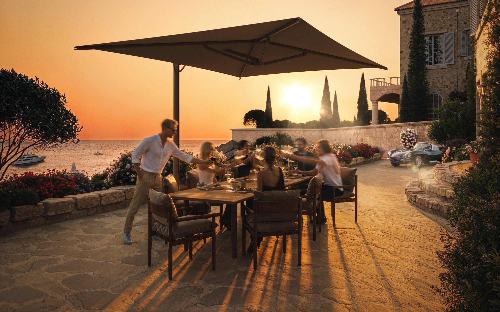 Sopar al capvespre sota un para-sol d'Umbrosa